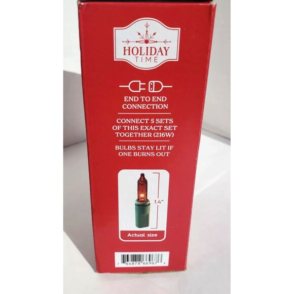 Lot of 2 fHoliday Time 100 Red String Lights Green Wire Christmas Incandescent - Picture 3 of 5